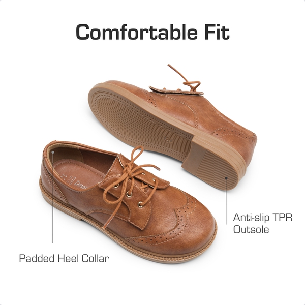 Boys & Girls Oxford Dress Shoes - BROWN - 3